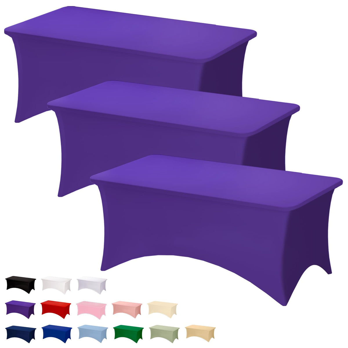Fixwal 2 Pack 6FT Black Tablecloth Rectangle Spandex Fitted Table Cover | Fit for 6 Foot Rectangle Table, Washable Stretch, Ideal for Party, Wedding, Buffet, Graduation Decoration, Vendor Booth