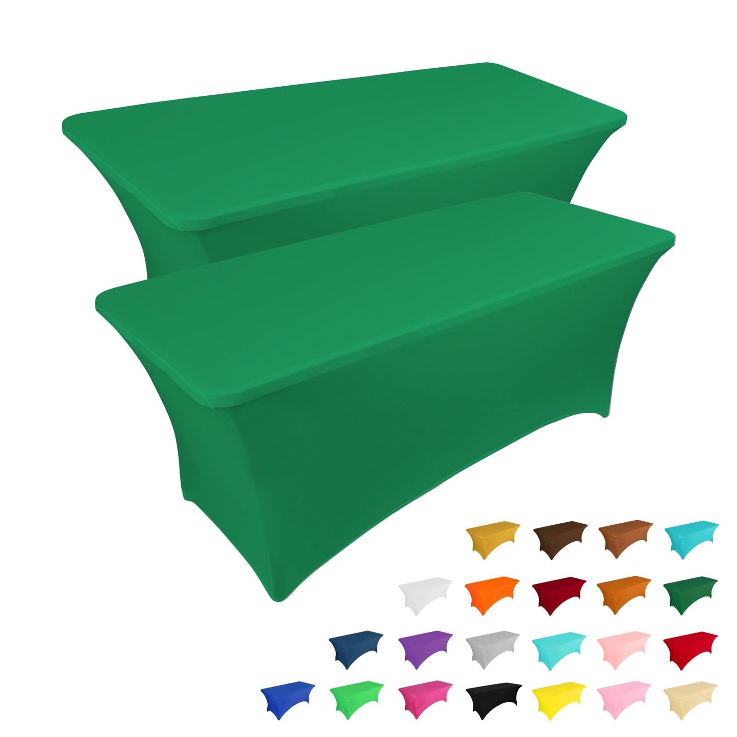 IVAPUPU 2 Pack 6FT Black Table Cloth for Rectangular Spandex Table Cover | Fitted Events Stretch Covers Washable Spandex Tablecloth Protector for Party, Wedding, Cocktail, Banquet, Festival