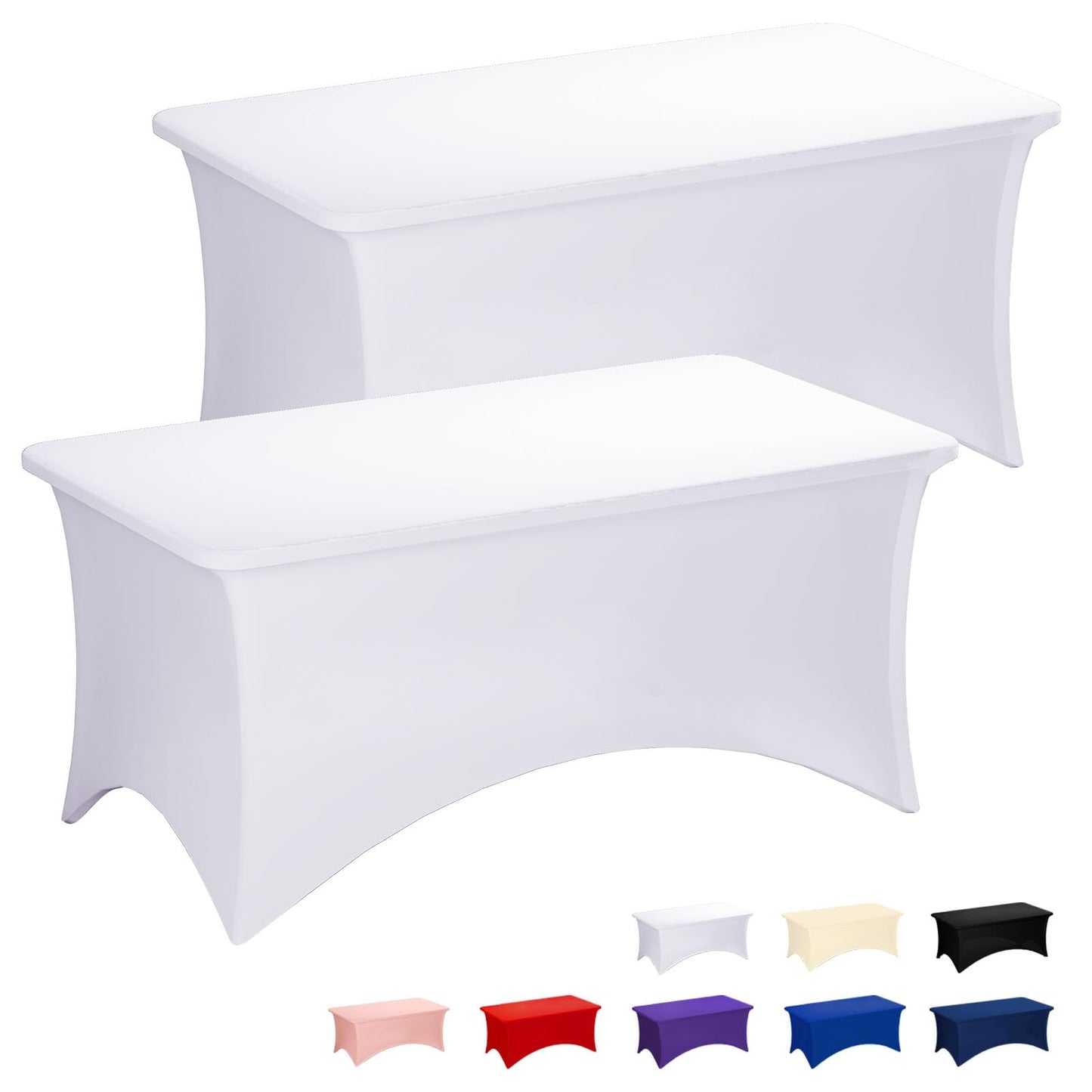 Fixwal 2 Pack 6FT Black Tablecloth Rectangle Spandex Fitted Table Cover | Fit for 6 Foot Rectangle Table, Washable Stretch, Ideal for Party, Wedding, Buffet, Graduation Decoration, Vendor Booth