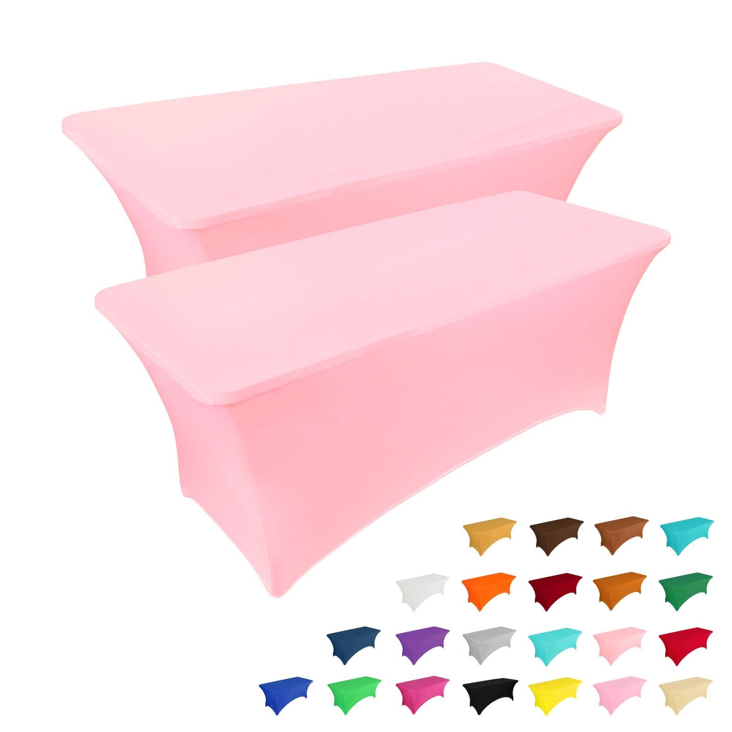 IVAPUPU 2 Pack 6FT Black Table Cloth for Rectangular Spandex Table Cover | Fitted Events Stretch Covers Washable Spandex Tablecloth Protector for Party, Wedding, Cocktail, Banquet, Festival