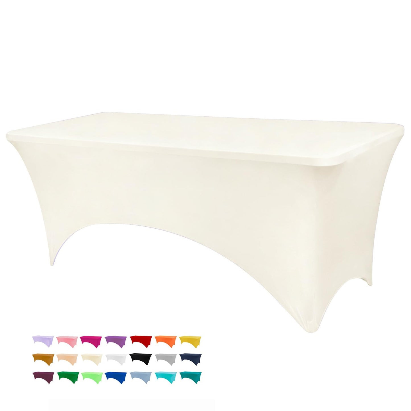 BDDC 6ft Stretch Spandex Fitted Table Cloth for 6 Foot Tables | GRS-Certified Eco-Friendly Fabric, Elastic Fit Rectangle Tablecloth, Washable, Wrinkle-Free, For Events & Parties