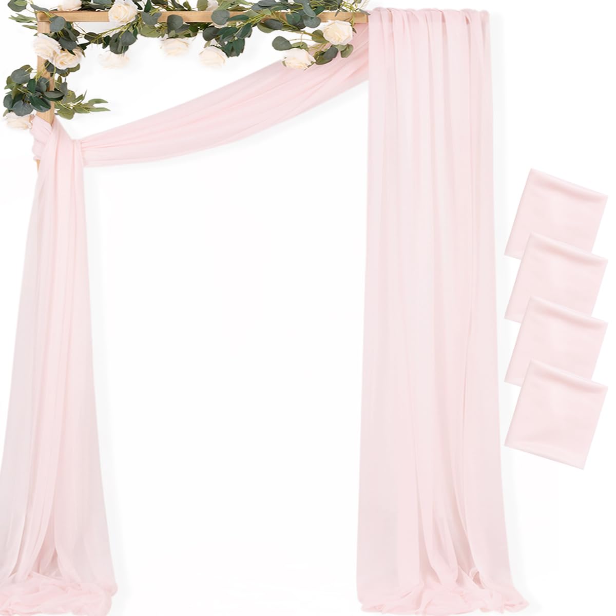 Sheer Gauze Wedding Arch Draping Fabric 29" x 20 FT 4 Panel Sage Green | Shimmery Gauze Drapes, Airy Backdrop Curtains, 6.6 Yard Outdoor Drapery Panels, Photo Background, Wedding Church Events Decor