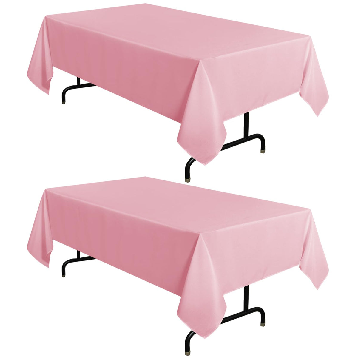 sancua 2 Pack White Table Cloth 60x102 Inch for 6 Feet Rectangle Tables | Stain and Wrinkle Resistant Washable Polyester Tablecloth Cover for Dining Tables, Wedding Buffet Parties and Camping