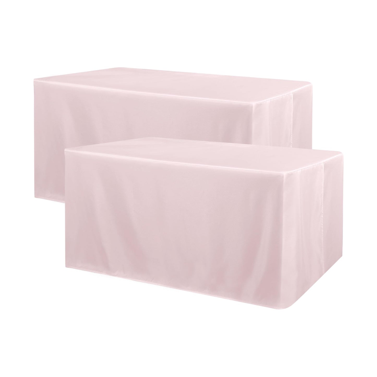 Obstal 2 Pack Table Clothes for 6 Foot Rectangle Tables - Water Resistant Washable Fabric Polyester Rectangle Table Cover Protector for Wedding, Banquet and Trade Shows, 72L x 30W x 30H Inches, White | Water Resistant Washable Fabric Polyester Rectangle T