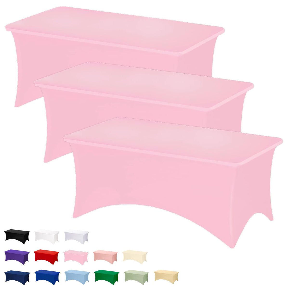 Fixwal 2 Pack 6FT Black Tablecloth Rectangle Spandex Fitted Table Cover | Fit for 6 Foot Rectangle Table, Washable Stretch, Ideal for Party, Wedding, Buffet, Graduation Decoration, Vendor Booth