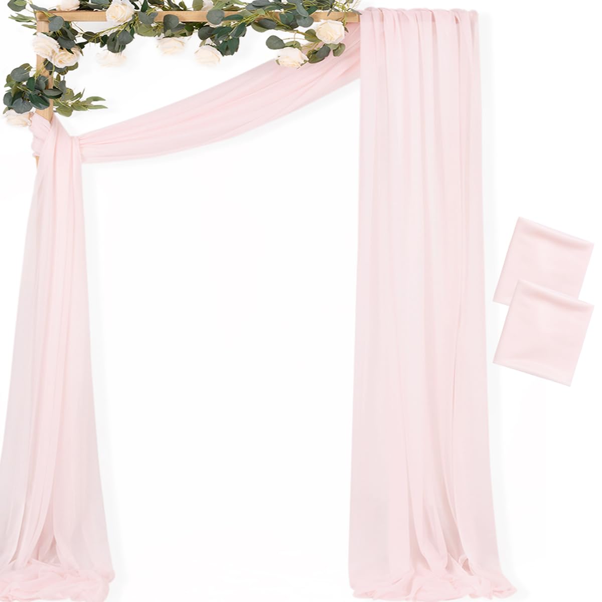 Sheer Gauze Wedding Arch Draping Fabric 29" x 20 FT 4 Panel Sage Green | Shimmery Gauze Drapes, Airy Backdrop Curtains, 6.6 Yard Outdoor Drapery Panels, Photo Background, Wedding Church Events Decor