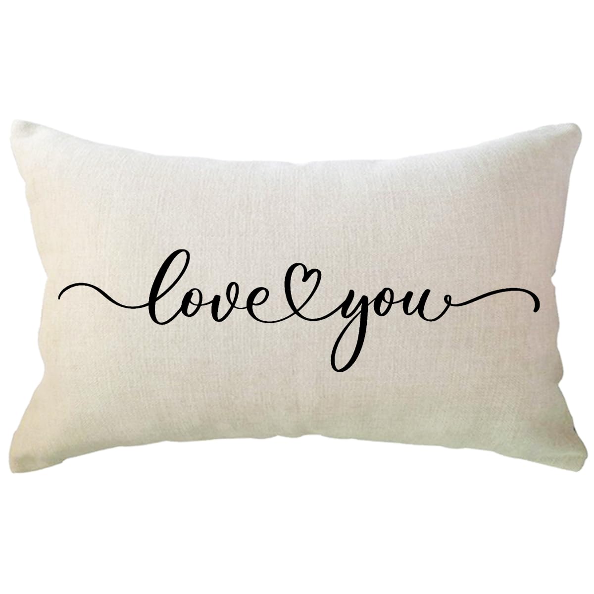 Love Lumbar Throw Pillow Covers - Couples Gift for Anniversary/Wedding/Engagement, Valentine's Day Quote Pillow Cases - 12 x 20 Inch for Sofa/Bed/Couch (Black)