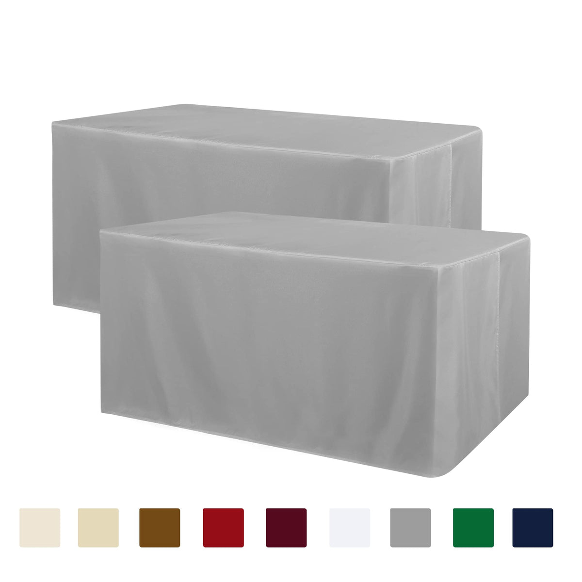 Obstal 2 Pack Table Clothes for 6 Foot Rectangle Tables - Water Resistant Washable Fabric Polyester Rectangle Table Cover Protector for Wedding, Banquet and Trade Shows, 72L x 30W x 30H Inches, White | Water Resistant Washable Fabric Polyester Rectangle T
