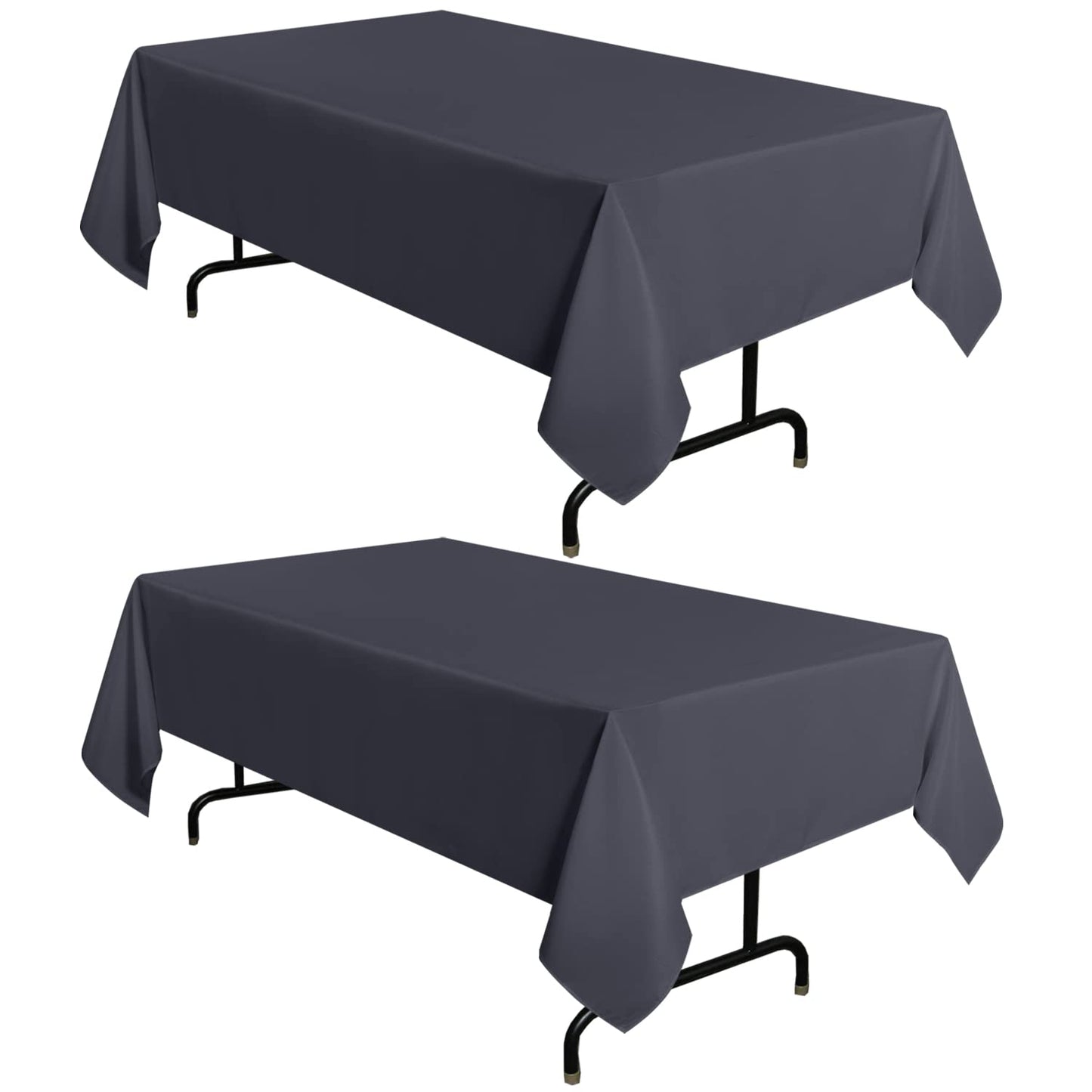 sancua 2 Pack White Table Cloth 60x102 Inch for 6 Feet Rectangle Tables | Stain and Wrinkle Resistant Washable Polyester Tablecloth Cover for Dining Tables, Wedding Buffet Parties and Camping