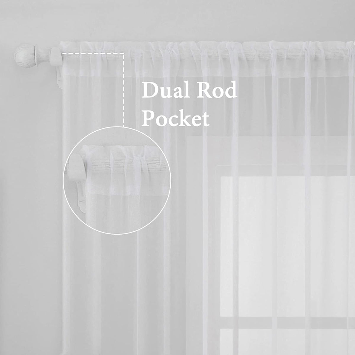 MIULEE 2 Panels White Sheer Curtains for Living Room 54 X 84 Inches | Window, Solid Color, Elegant Window Voile Panels, Bedroom, Living Room, Drapes, Treatment