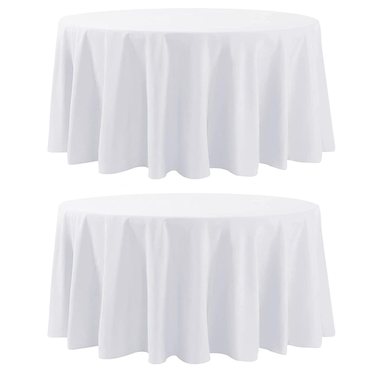 8 Pack Ivory Round Tablecloths 120 Inch for Dining Tables | Washable Decorative Linen Polyester Table Cover for Banquets Buffets Parties and Weddings