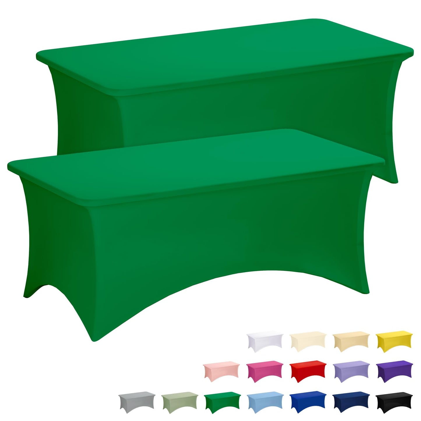 Fixwal 2 Pack 6FT Black Tablecloth Rectangle Spandex Fitted Table Cover | Fit for 6 Foot Rectangle Table, Washable Stretch, Ideal for Party, Wedding, Buffet, Graduation Decoration, Vendor Booth