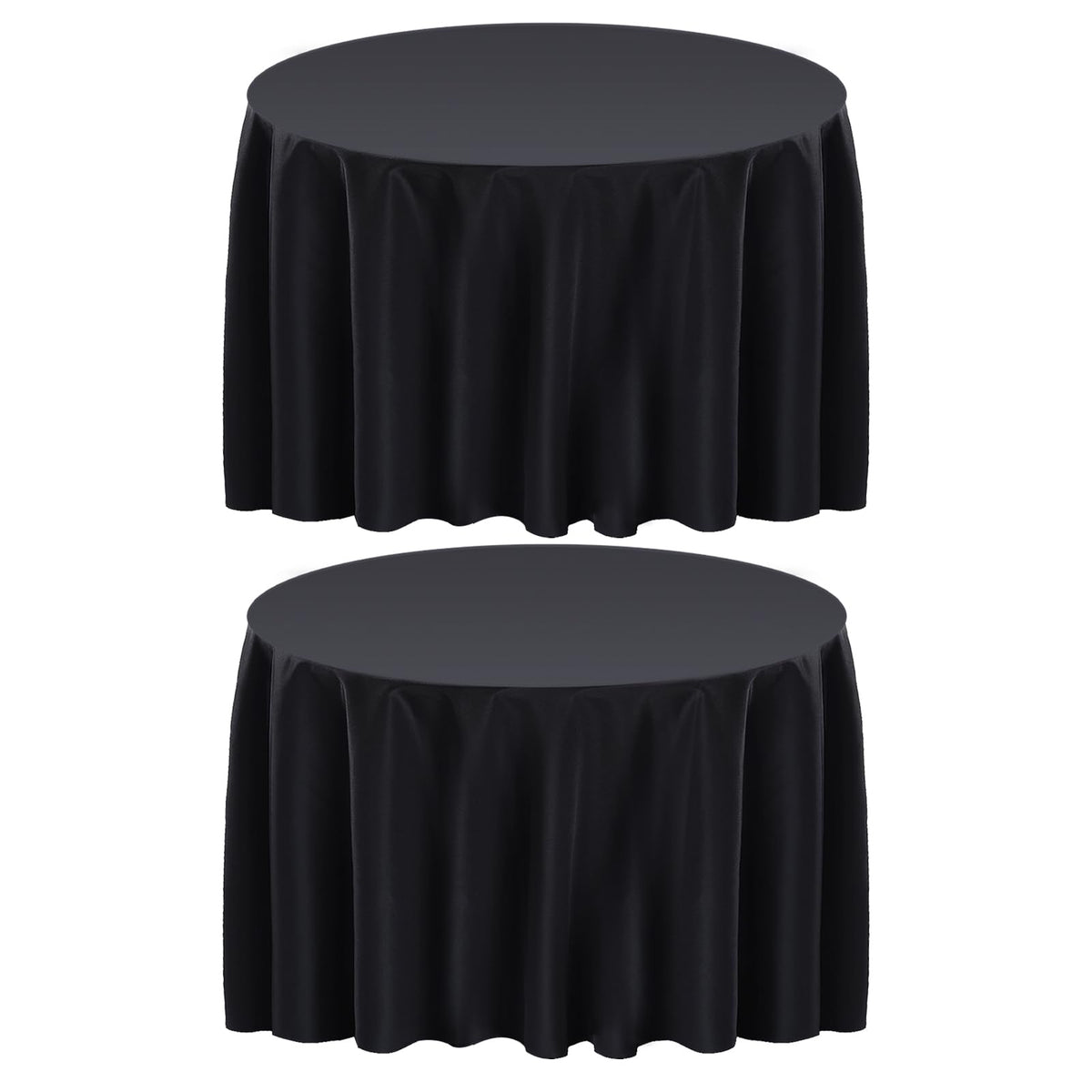 Surmente 10 Pack 132 Inch Black Tablecloths for Round Tables | Dining Table Cover Protector, Wrinkle Free, Washable Polyester Fabric, Round Table Cloth for Wedding, Banquet, Restaurant