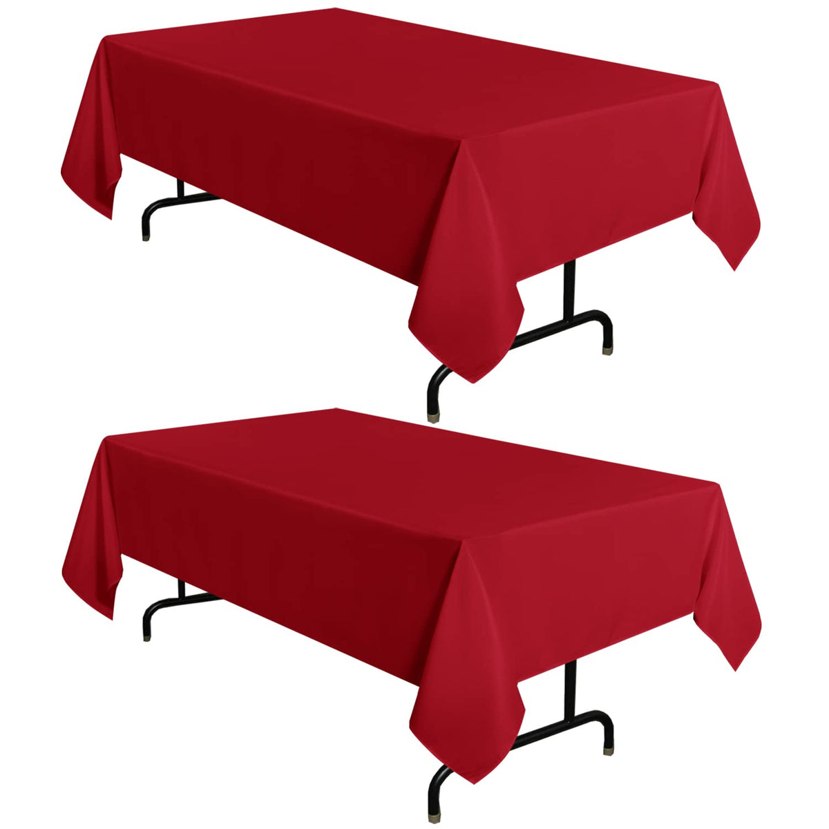sancua 2 Pack White Table Cloth 60x102 Inch for 6 Feet Rectangle Tables | Stain and Wrinkle Resistant Washable Polyester Tablecloth Cover for Dining Tables, Wedding Buffet Parties and Camping