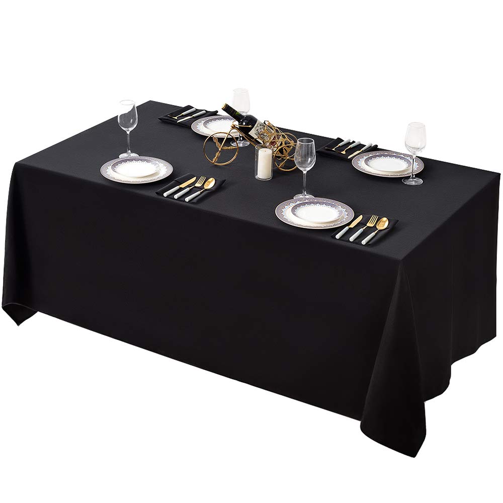 Surmente 10 Pack 132 Inch Black Tablecloths for Round Tables | Dining Table Cover Protector, Wrinkle Free, Washable Polyester Fabric, Round Table Cloth for Wedding, Banquet, Restaurant