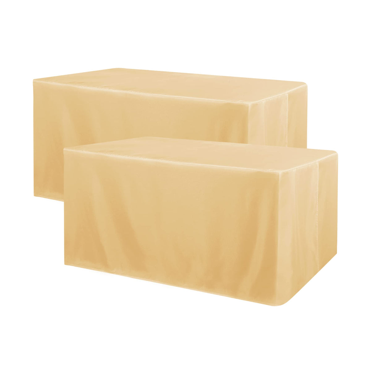Obstal 2 Pack Table Clothes for 6 Foot Rectangle Tables - Water Resistant Washable Fabric Polyester Rectangle Table Cover Protector for Wedding, Banquet and Trade Shows, 72L x 30W x 30H Inches, White | Water Resistant Washable Fabric Polyester Rectangle T