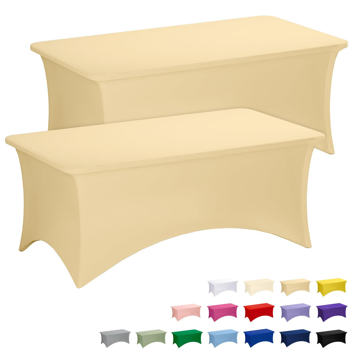 Fixwal 2 Pack 6FT Black Tablecloth Rectangle Spandex Fitted Table Cover | Fit for 6 Foot Rectangle Table, Washable Stretch, Ideal for Party, Wedding, Buffet, Graduation Decoration, Vendor Booth