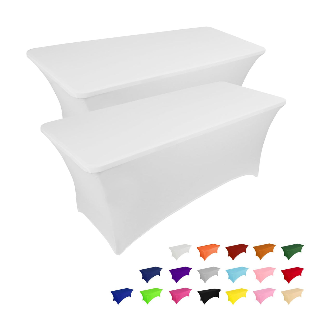 IVAPUPU 2 Pack 6FT Black Table Cloth for Rectangular Spandex Table Cover | Fitted Events Stretch Covers Washable Spandex Tablecloth Protector for Party, Wedding, Cocktail, Banquet, Festival
