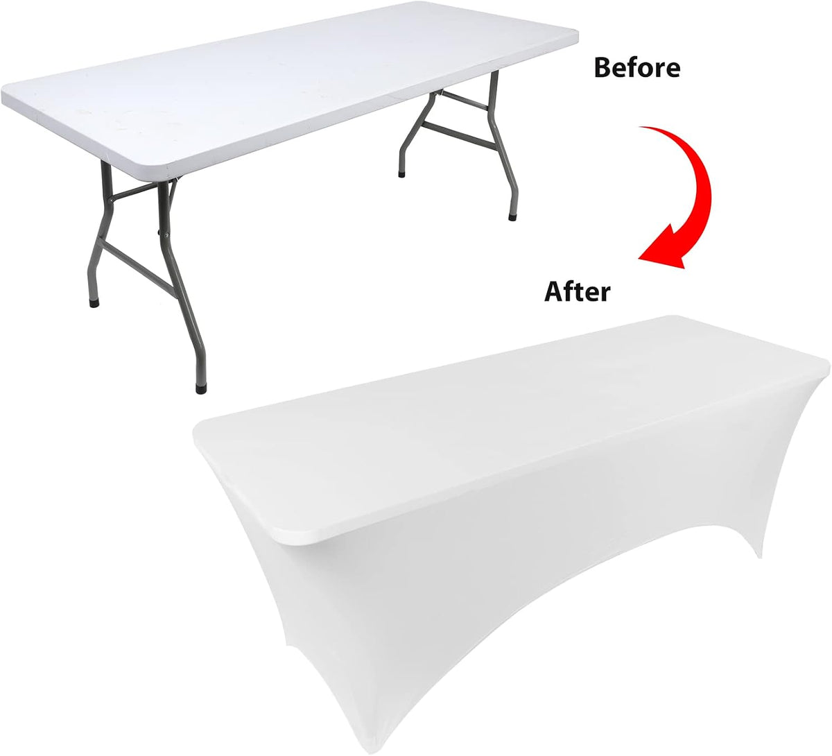 BDDC 6ft Stretch Spandex Fitted Table Cloth for 6 Foot Tables | GRS-Certified Eco-Friendly Fabric, Elastic Fit Rectangle Tablecloth, Washable, Wrinkle-Free, For Events & Parties
