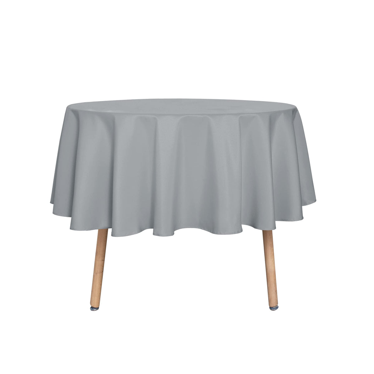 sancua White Round Tablecloth 60 Inch Diameter for 20-48 Inch Tables | Water Resistant Spill Proof, Washable Polyester Cloth Decorative Fabric Cover, For Dining, Buffet Parties and Camping
