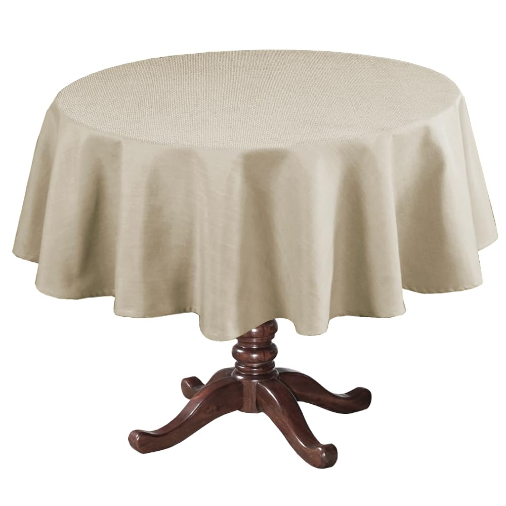 H.VERSAILTEX Linen Textured Table Cloths 60 x 120 Inch Premium Solid Tablecloth Spill-Proof Waterproof Table Cover for Dining Buffet Feature Extra Soft and Thick Fabric Wrinkle Free, Taupe