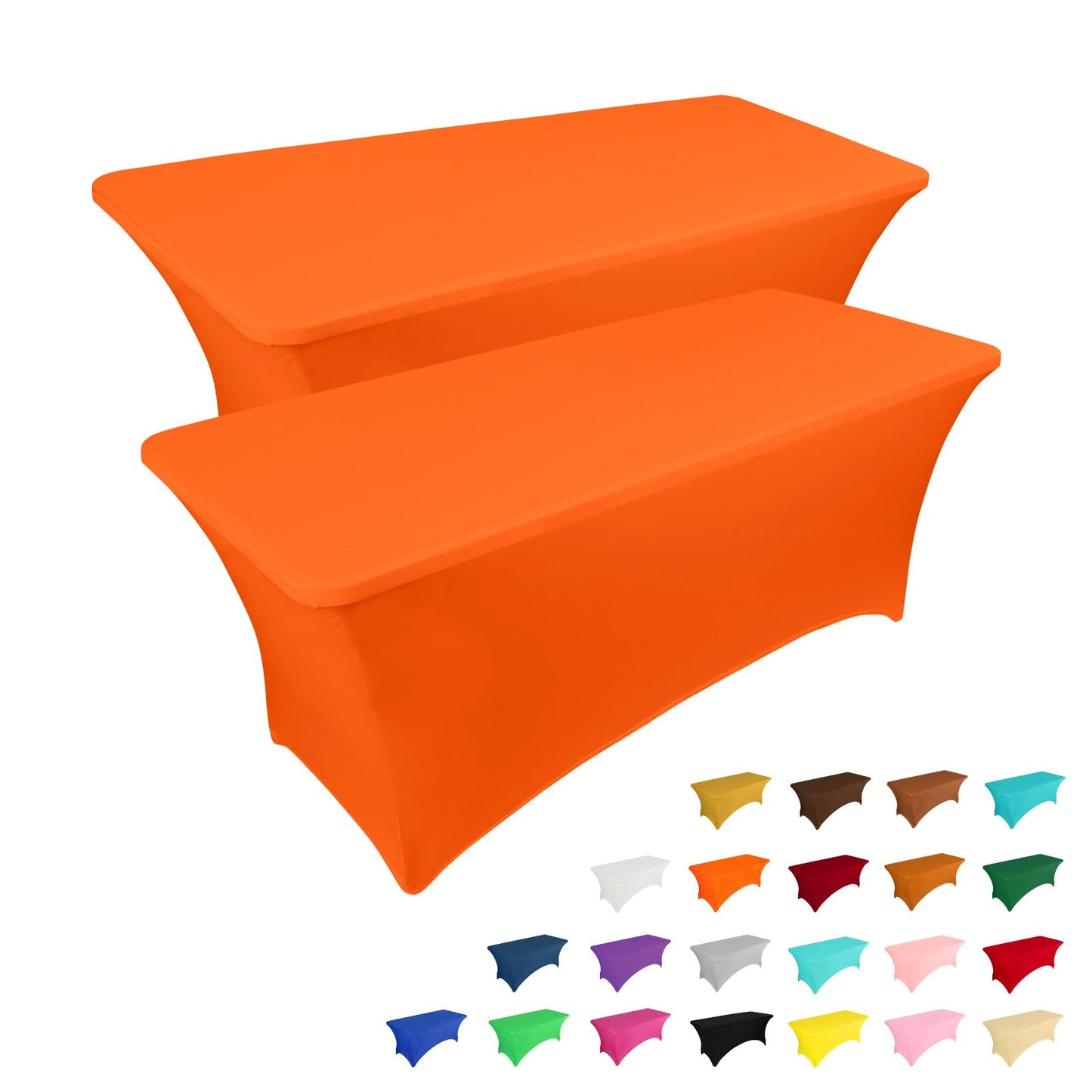 IVAPUPU 2 Pack 6FT Black Table Cloth for Rectangular Spandex Table Cover | Fitted Events Stretch Covers Washable Spandex Tablecloth Protector for Party, Wedding, Cocktail, Banquet, Festival