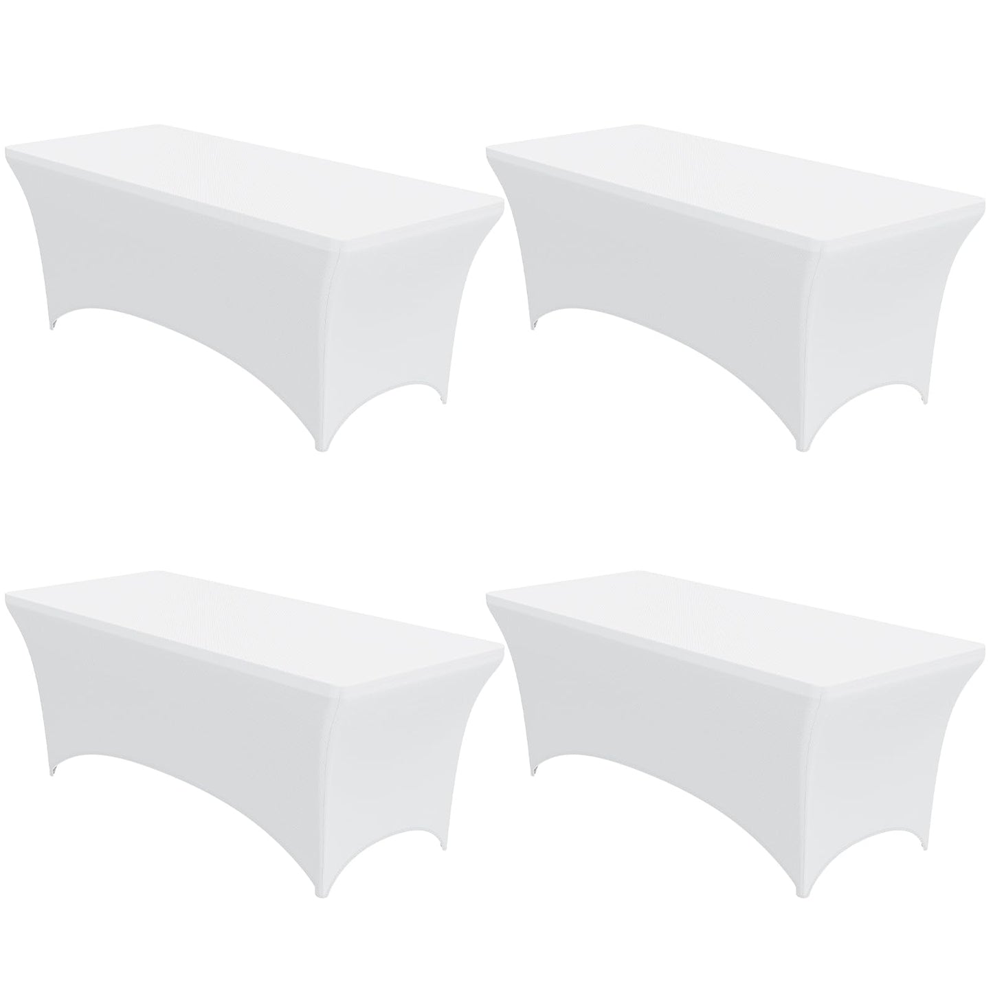 4-Pack Black Spandex Tablecloths – 72"x30"x30" Stretch Fitted Table Covers for 6ft Rectangle Folding Tables, Wrinkle-Resistant Tablecloth for Wedding, Banquet & Outdoor Events | Fitted Rectangle, 6 ft Tables, Stretch Fit, Wrinkle Resistant, Wedding Banque