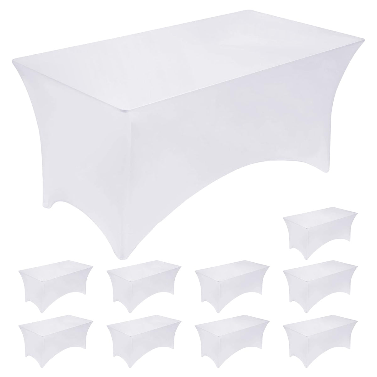 Fixwal 2 Pack 6FT Black Tablecloth Rectangle Spandex Fitted Table Cover | Fit for 6 Foot Rectangle Table, Washable Stretch, Ideal for Party, Wedding, Buffet, Graduation Decoration, Vendor Booth