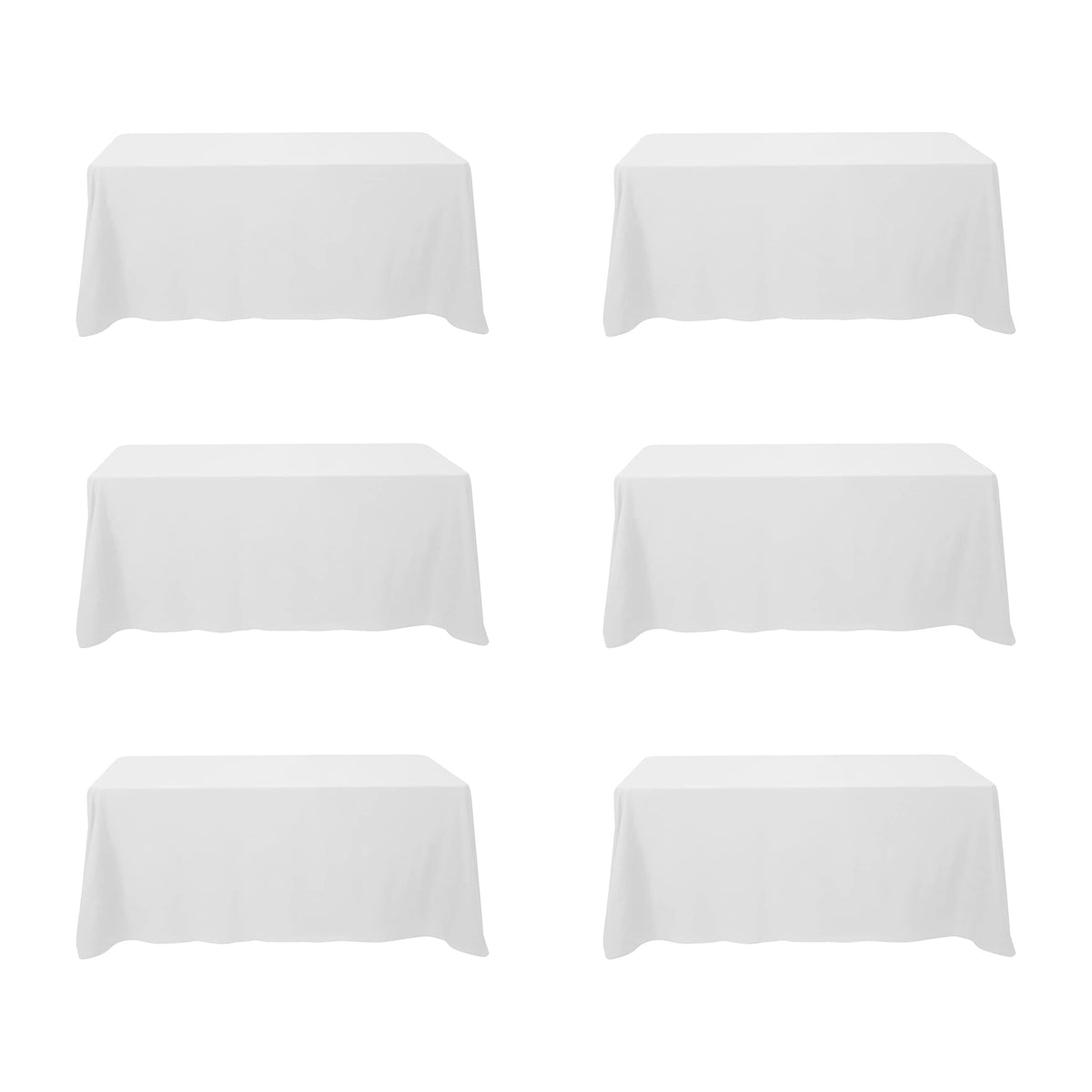 BRILLMAX 6 Pack Ivory Tablecloths 90x132 Inch for 6ft Rectangle Tables | 150 GSM Polyester Fabric, Floor Length Drop, Water, Stain & Wrinkle Resistant Cloth Cover for Wedding Reception Banquet Party