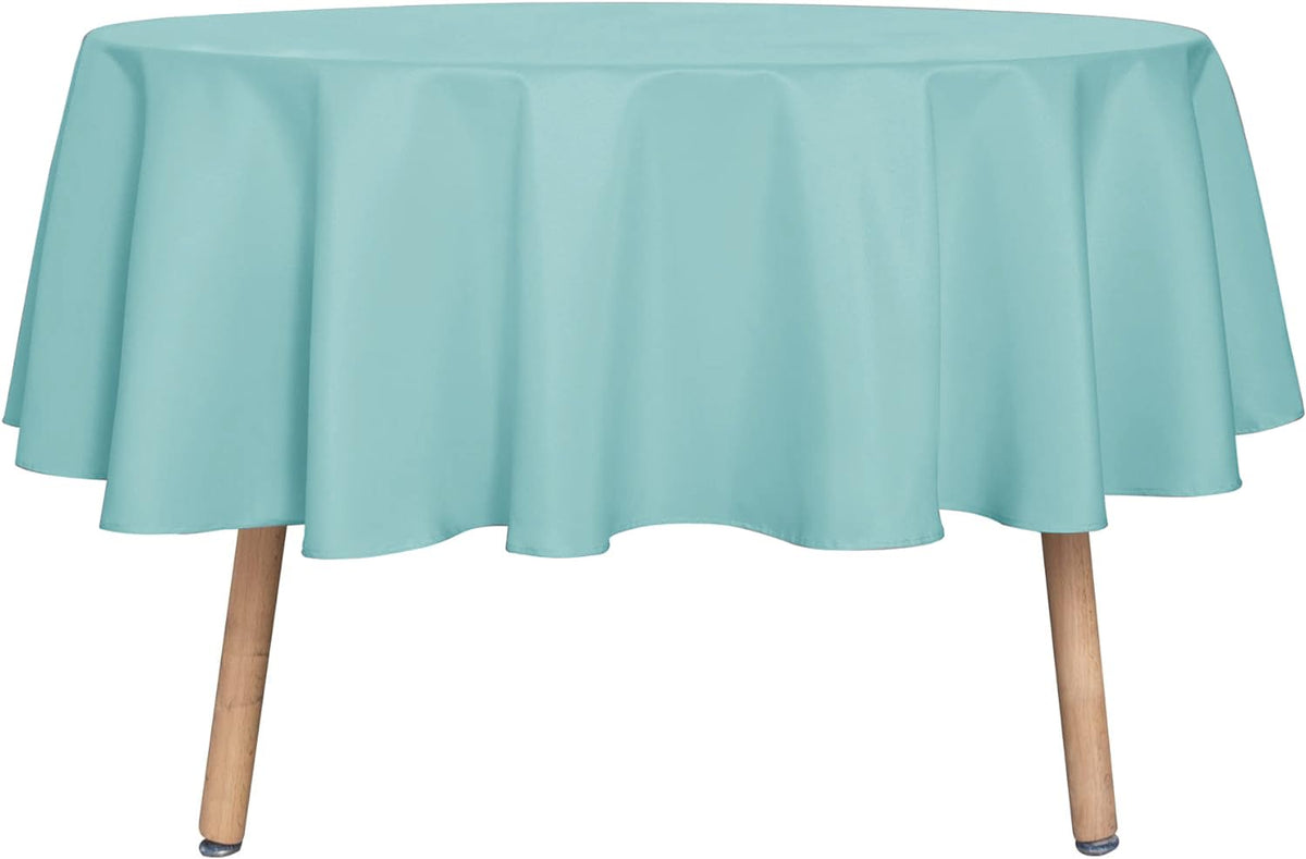 sancua White Round Tablecloth 60 Inch Diameter for 20-48 Inch Tables | Water Resistant Spill Proof, Washable Polyester Cloth Decorative Fabric Cover, For Dining, Buffet Parties and Camping