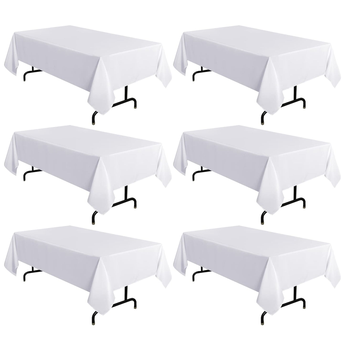 sancua 2 Pack White Table Cloth 60x102 Inch for 6 Feet Rectangle Tables | Stain and Wrinkle Resistant Washable Polyester Tablecloth Cover for Dining Tables, Wedding Buffet Parties and Camping