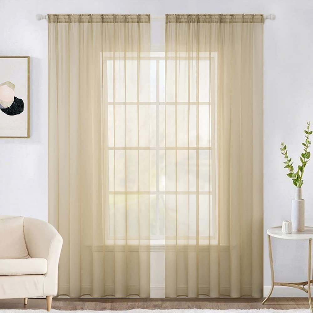 MIULEE 2 Panels White Sheer Curtains for Living Room 54 X 84 Inches | Window, Solid Color, Elegant Window Voile Panels, Bedroom, Living Room, Drapes, Treatment
