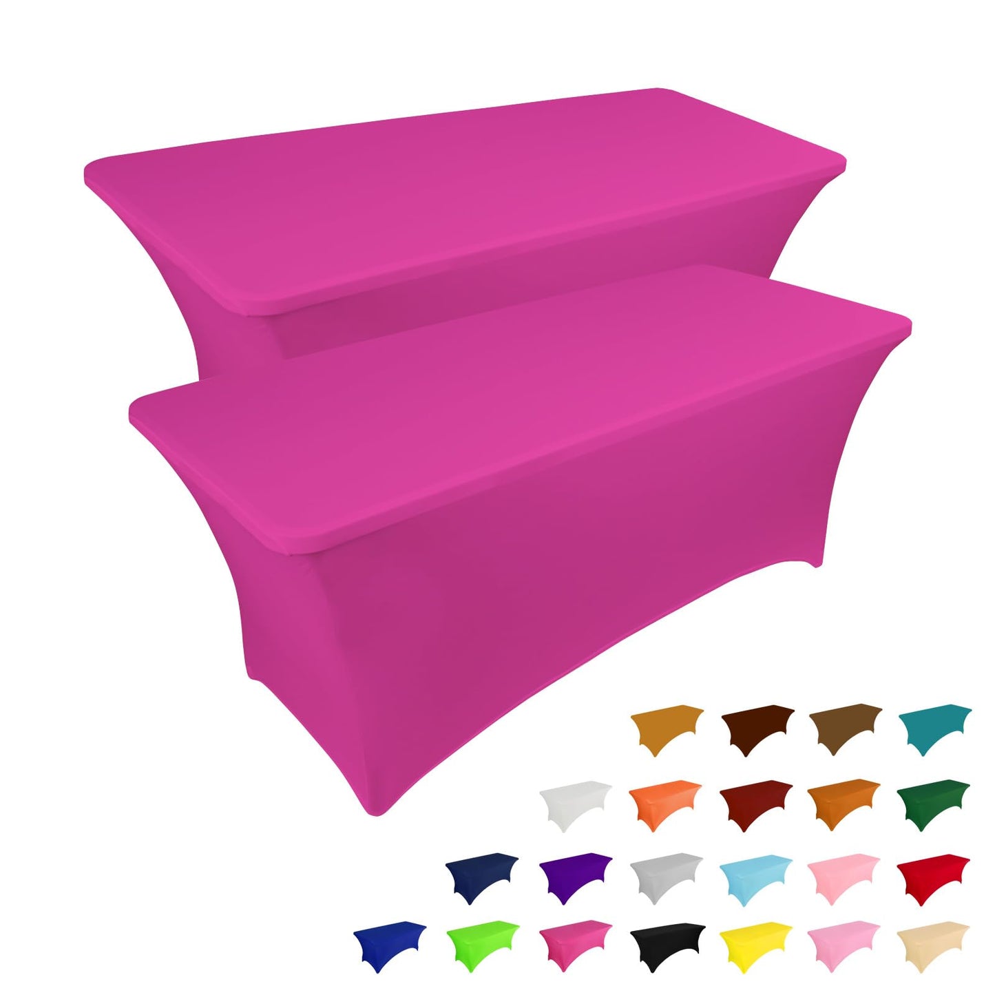 IVAPUPU 2 Pack 6FT Black Table Cloth for Rectangular Spandex Table Cover | Fitted Events Stretch Covers Washable Spandex Tablecloth Protector for Party, Wedding, Cocktail, Banquet, Festival