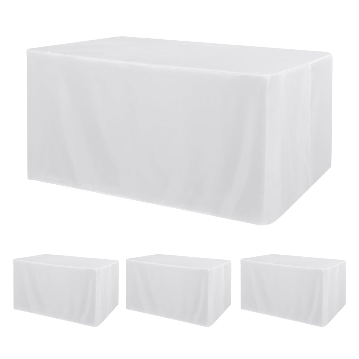 Obstal 2 Pack Table Clothes for 6 Foot Rectangle Tables - Water Resistant Washable Fabric Polyester Rectangle Table Cover Protector for Wedding, Banquet and Trade Shows, 72L x 30W x 30H Inches, White | Water Resistant Washable Fabric Polyester Rectangle T