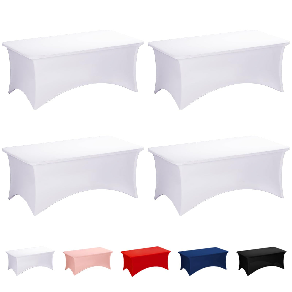 Fixwal 2 Pack 6FT Black Tablecloth Rectangle Spandex Fitted Table Cover | Fit for 6 Foot Rectangle Table, Washable Stretch, Ideal for Party, Wedding, Buffet, Graduation Decoration, Vendor Booth