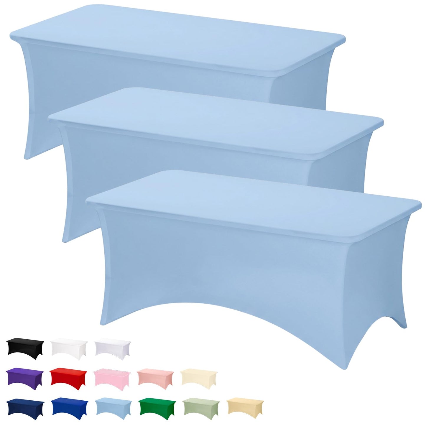 Fixwal 2 Pack 6FT Black Tablecloth Rectangle Spandex Fitted Table Cover | Fit for 6 Foot Rectangle Table, Washable Stretch, Ideal for Party, Wedding, Buffet, Graduation Decoration, Vendor Booth