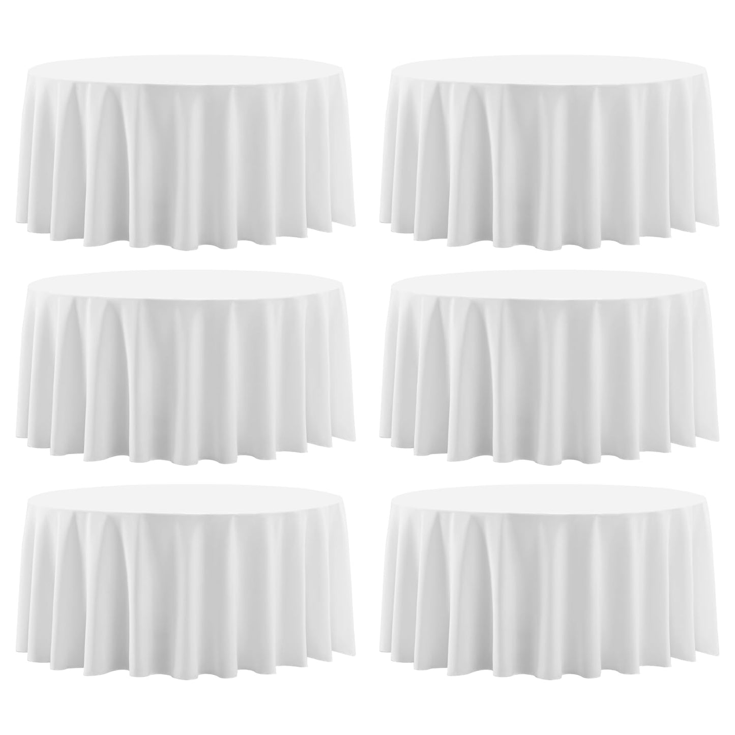 8 Pack Ivory Round Tablecloths 120 Inch for Dining Tables | Washable Decorative Linen Polyester Table Cover for Banquets Buffets Parties and Weddings