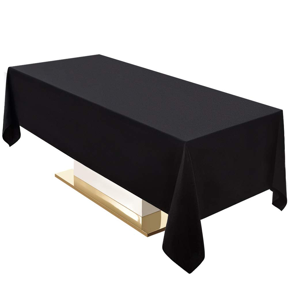 Surmente 10 Pack 132 Inch Black Tablecloths for Round Tables | Dining Table Cover Protector, Wrinkle Free, Washable Polyester Fabric, Round Table Cloth for Wedding, Banquet, Restaurant