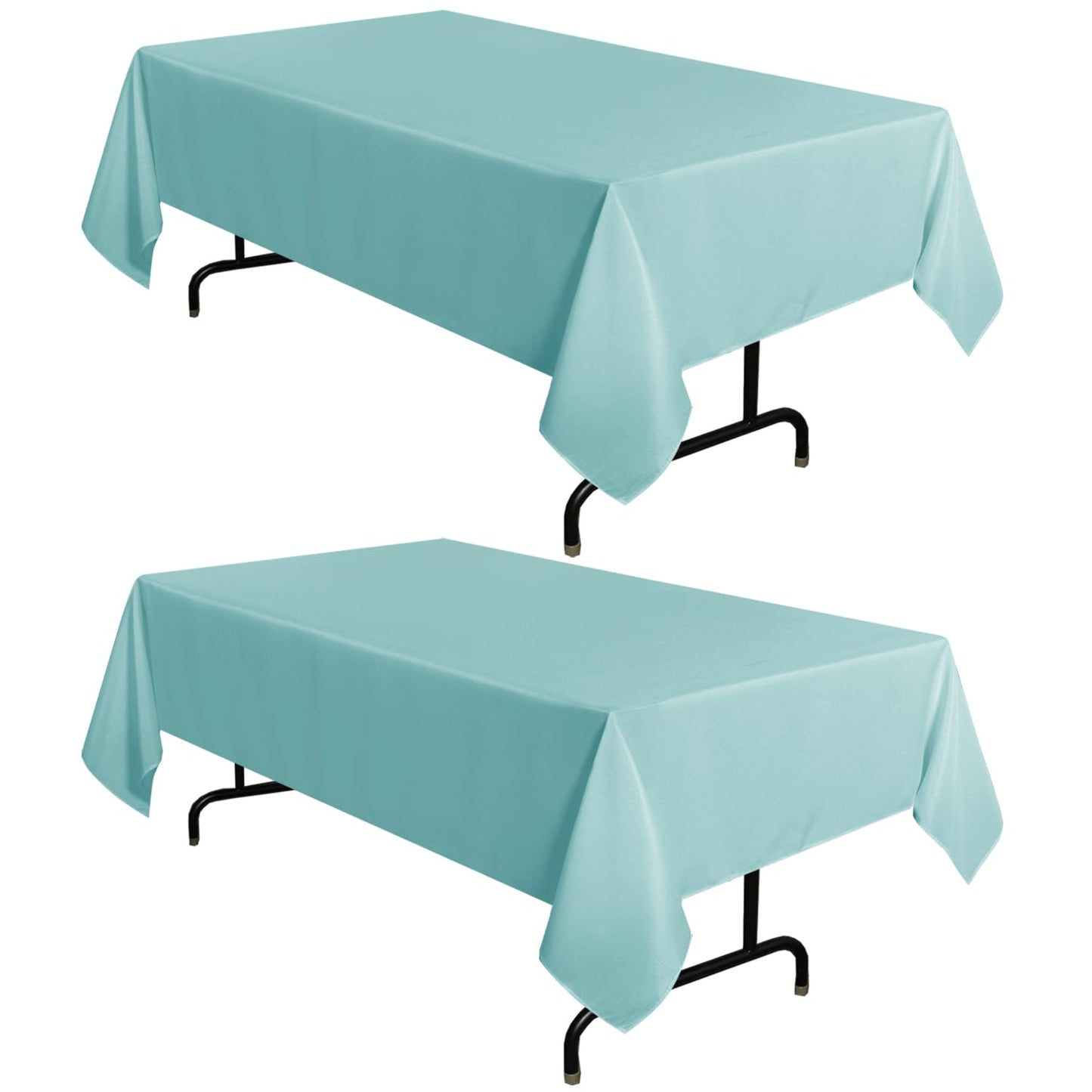 sancua 2 Pack White Table Cloth 60x102 Inch for 6 Feet Rectangle Tables | Stain and Wrinkle Resistant Washable Polyester Tablecloth Cover for Dining Tables, Wedding Buffet Parties and Camping
