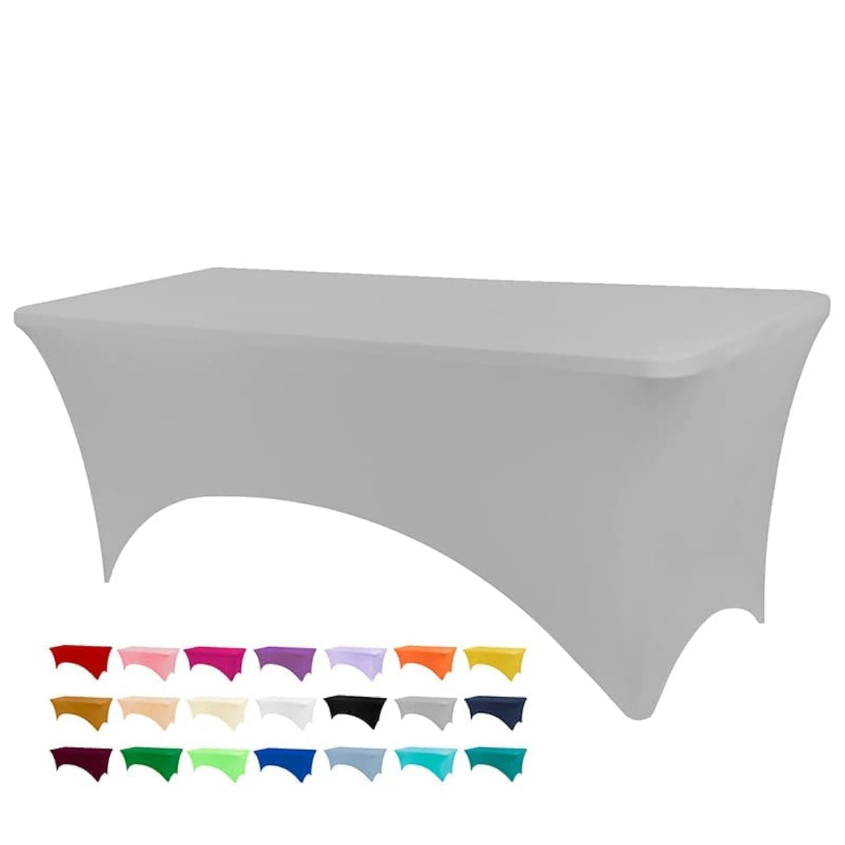 BDDC 6ft Stretch Spandex Fitted Table Cloth for 6 Foot Tables | GRS-Certified Eco-Friendly Fabric, Elastic Fit Rectangle Tablecloth, Washable, Wrinkle-Free, For Events & Parties