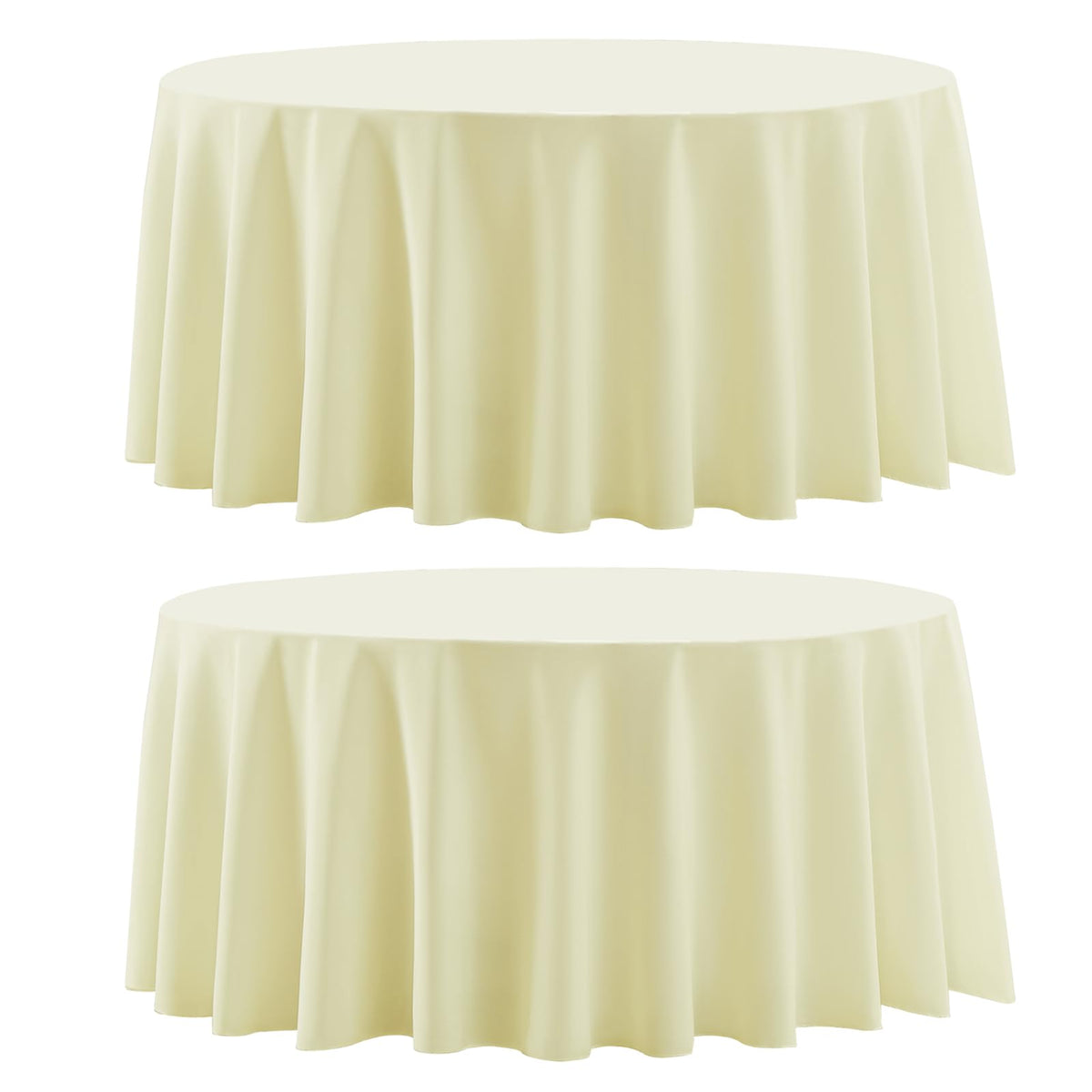 8 Pack Ivory Round Tablecloths 120 Inch for Dining Tables | Washable Decorative Linen Polyester Table Cover for Banquets Buffets Parties and Weddings