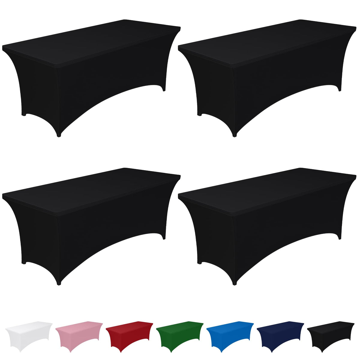 Pureegg Spandex Tablecloth 6ft 2 Pack Black | Table Cloth for Rectangle Table Wrinkle-Free and Stretch, Rectangle,Table Cover for Party, Wedding, Banquet, Birthday