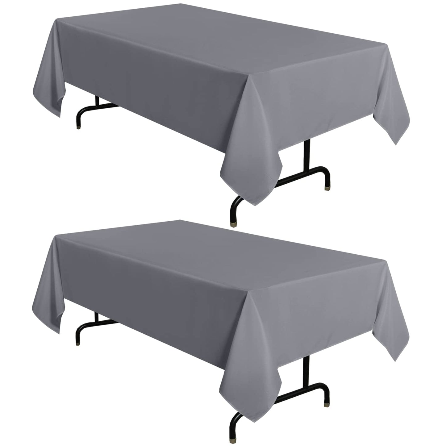 sancua 2 Pack White Table Cloth 60x102 Inch for 6 Feet Rectangle Tables | Stain and Wrinkle Resistant Washable Polyester Tablecloth Cover for Dining Tables, Wedding Buffet Parties and Camping