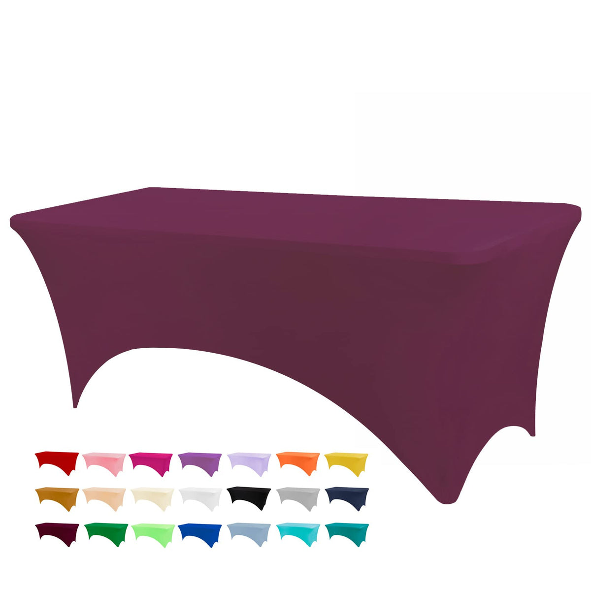 BDDC 6ft Stretch Spandex Fitted Table Cloth for 6 Foot Tables | GRS-Certified Eco-Friendly Fabric, Elastic Fit Rectangle Tablecloth, Washable, Wrinkle-Free, For Events & Parties