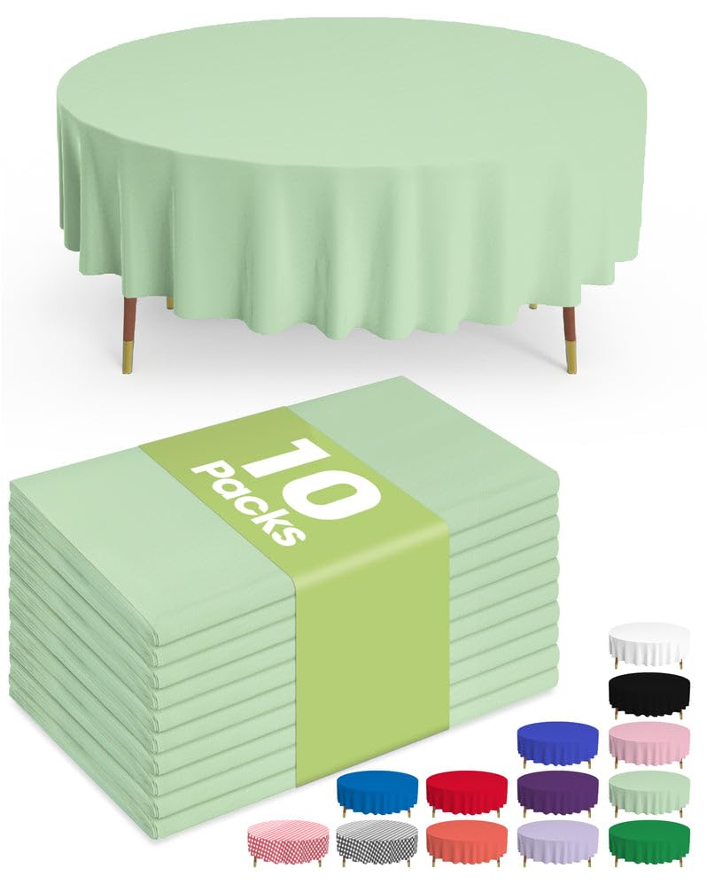 Pureegg Plastic Table Cloth 10 Pack, 54 x 108 Inch Disposable Table Cloths for Party, Picnic and Wedding, Rectangle, White | Picnic, Wedding, Party Supplies, Leakproof & Sturdy, Tablecloth, Table Cover