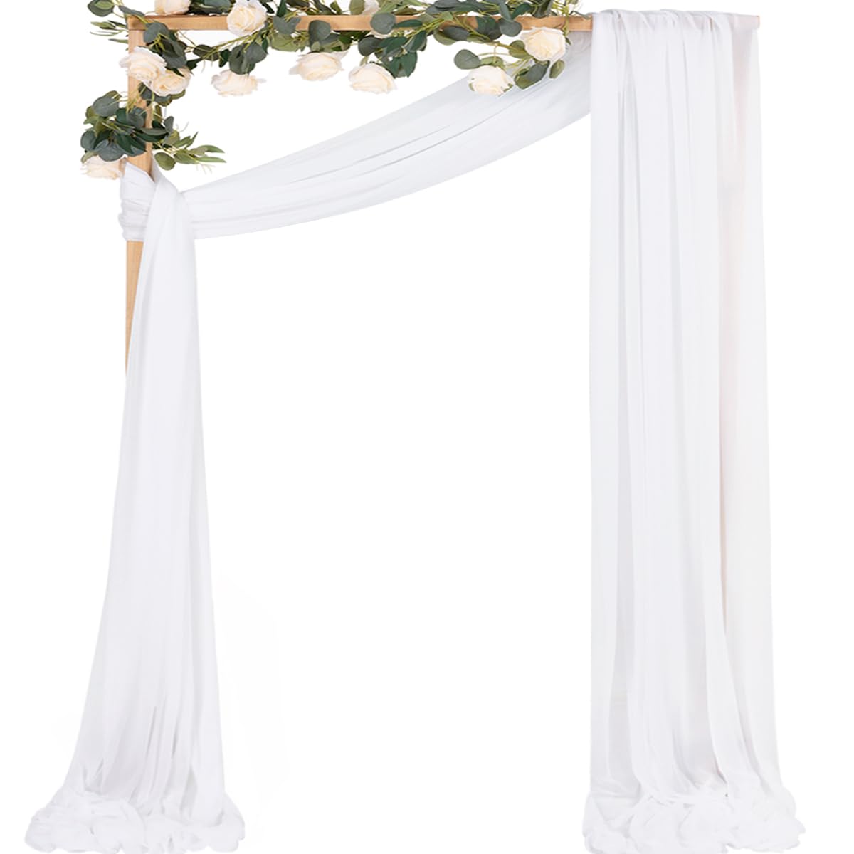 Sheer Gauze Wedding Arch Draping Fabric 29" x 20 FT 4 Panel Sage Green | Shimmery Gauze Drapes, Airy Backdrop Curtains, 6.6 Yard Outdoor Drapery Panels, Photo Background, Wedding Church Events Decor
