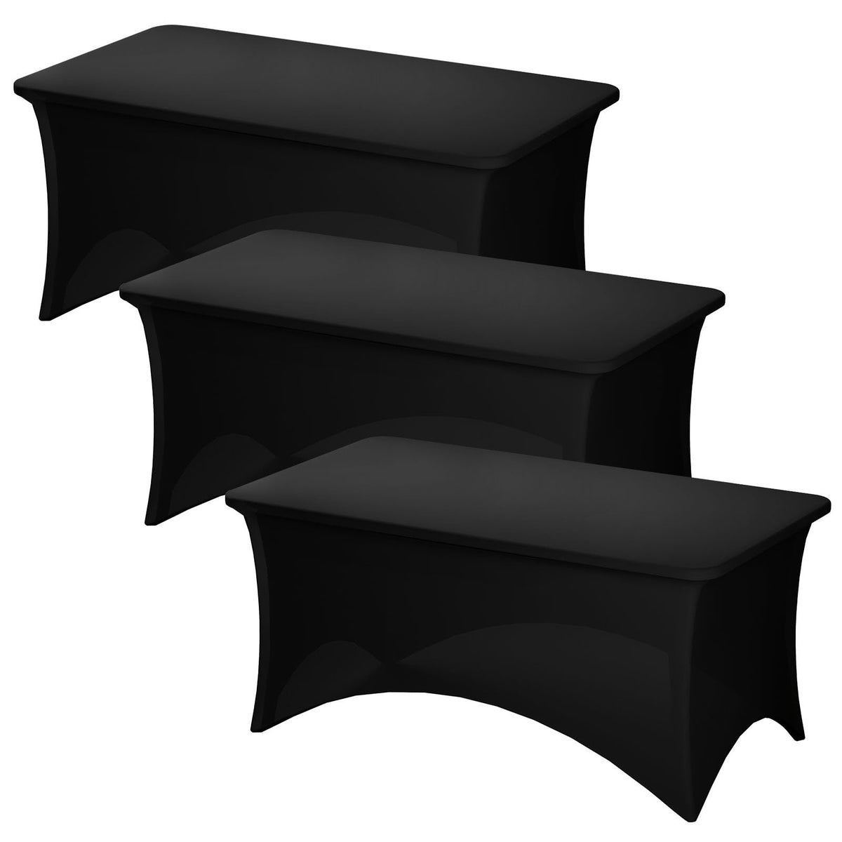 Fixwal 2 Pack 6FT Black Tablecloth Rectangle Spandex Fitted Table Cover | Fit for 6 Foot Rectangle Table, Washable Stretch, Ideal for Party, Wedding, Buffet, Graduation Decoration, Vendor Booth