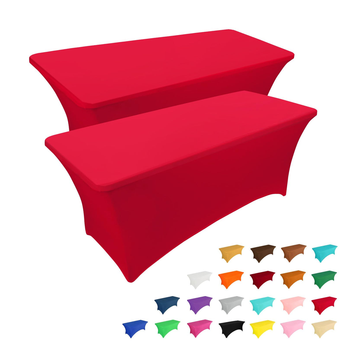 IVAPUPU 2 Pack 6FT Black Table Cloth for Rectangular Spandex Table Cover | Fitted Events Stretch Covers Washable Spandex Tablecloth Protector for Party, Wedding, Cocktail, Banquet, Festival