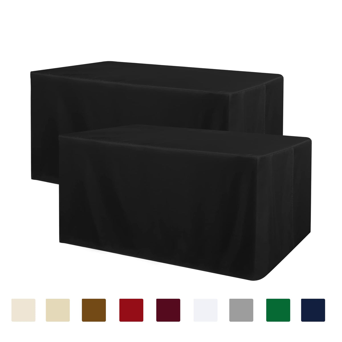 Obstal 2 Pack Table Clothes for 6 Foot Rectangle Tables - Water Resistant Washable Fabric Polyester Rectangle Table Cover Protector for Wedding, Banquet and Trade Shows, 72L x 30W x 30H Inches, White | Water Resistant Washable Fabric Polyester Rectangle T
