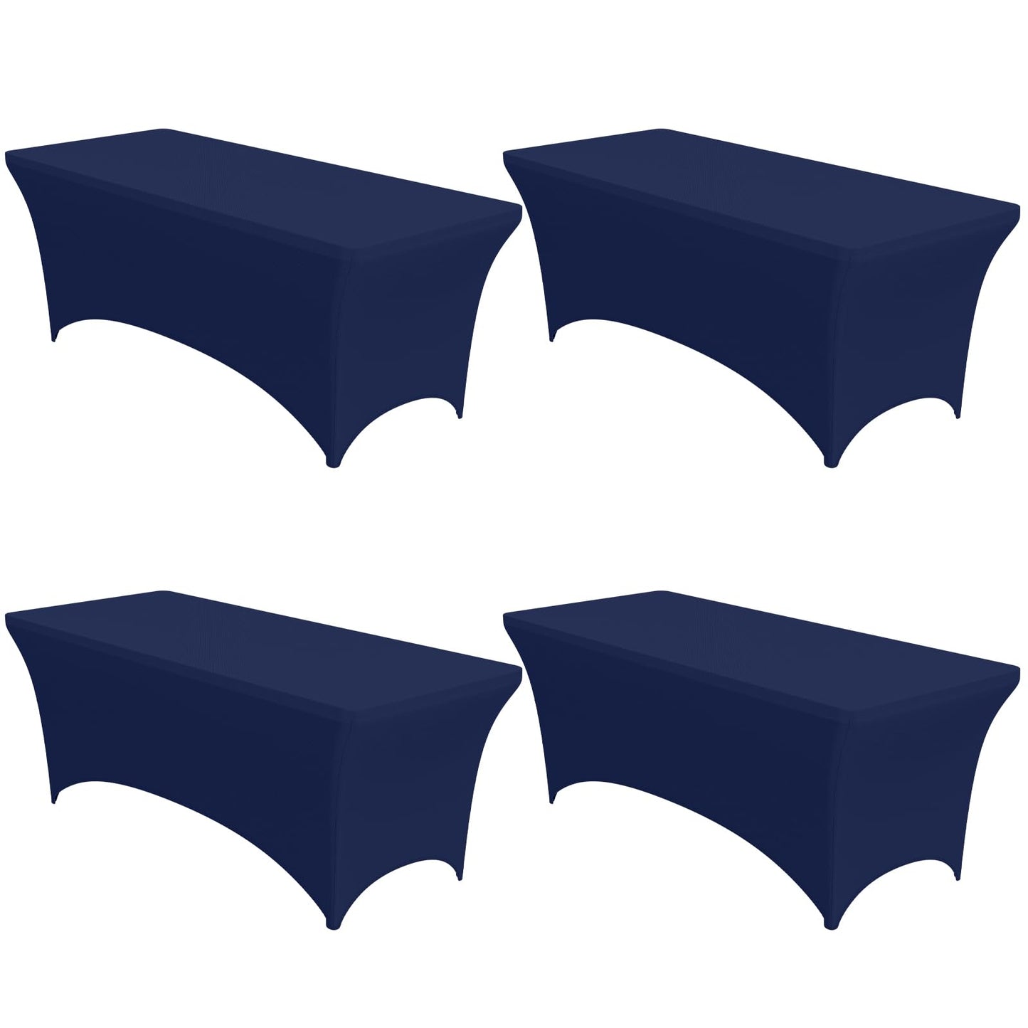 4-Pack Black Spandex Tablecloths – 72"x30"x30" Stretch Fitted Table Covers for 6ft Rectangle Folding Tables, Wrinkle-Resistant Tablecloth for Wedding, Banquet & Outdoor Events | Fitted Rectangle, 6 ft Tables, Stretch Fit, Wrinkle Resistant, Wedding Banque